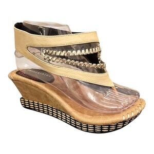 Modzori Reversible Wedge Sandals Valencia Size 7 Black Cream Thong Platform Heel